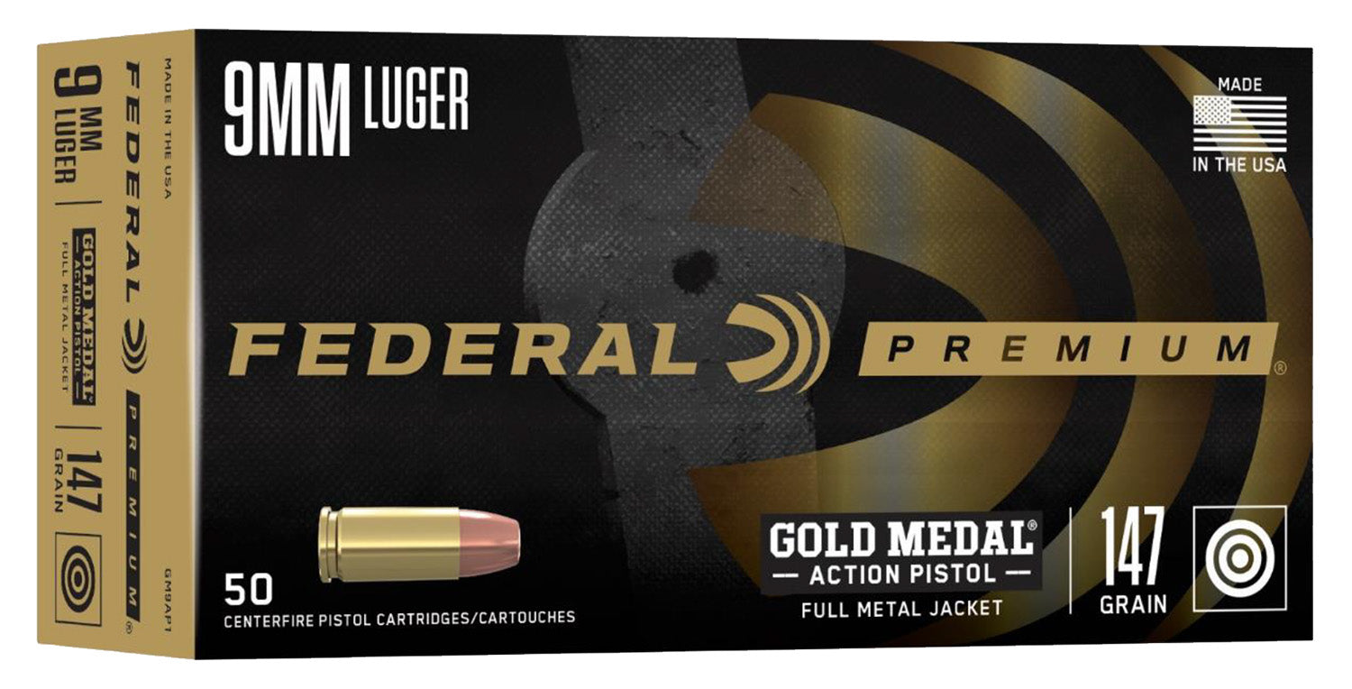 Federal GM9AP1 Gold Medal Premium Full Metal Jacket FMJ 147 Grain 9mm Luger/Parabellum