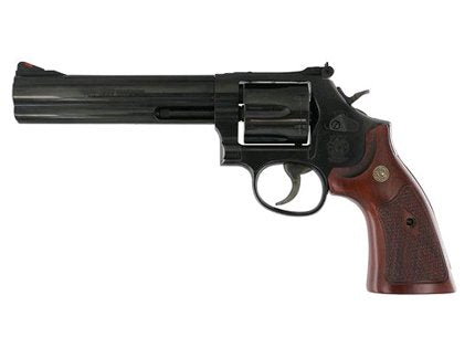 Smith & Wesson 150908 Model 586 Classic 357 Mag or 38 S&W Spl +P Blued Carbon Steel 6" Barrel, 6rd Cylinder & Square Butt L-Frame, Wood Grip With S&W Medallions