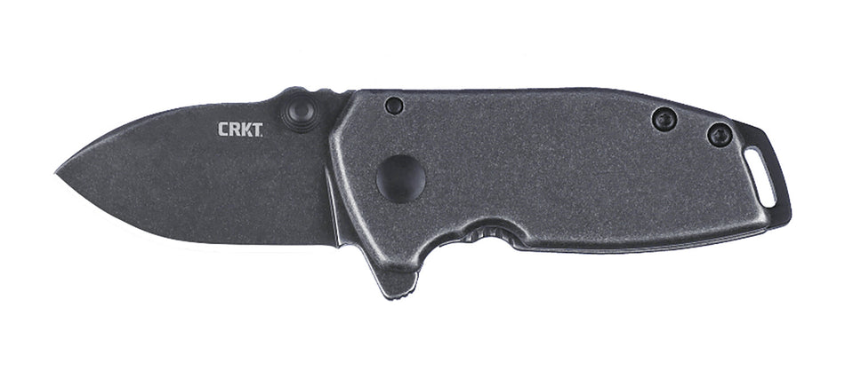 CRKT 2485K SQUID Compact Folding Knife Stonewashed 8Cr13MoV SS Blade Stainless Steel Handle with Pocket Clip