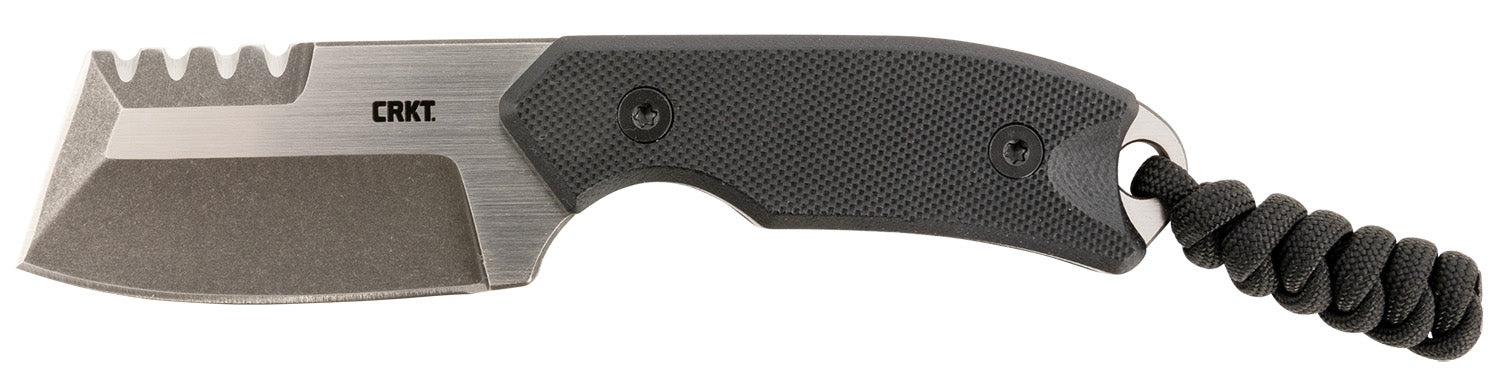 CRKT 4036 Razel Compact 2.32" Fixed Blade Stonewashed D2 Steel Blade with Veff Serrations Black G10 Handle Includes Cord Fob and Sheath