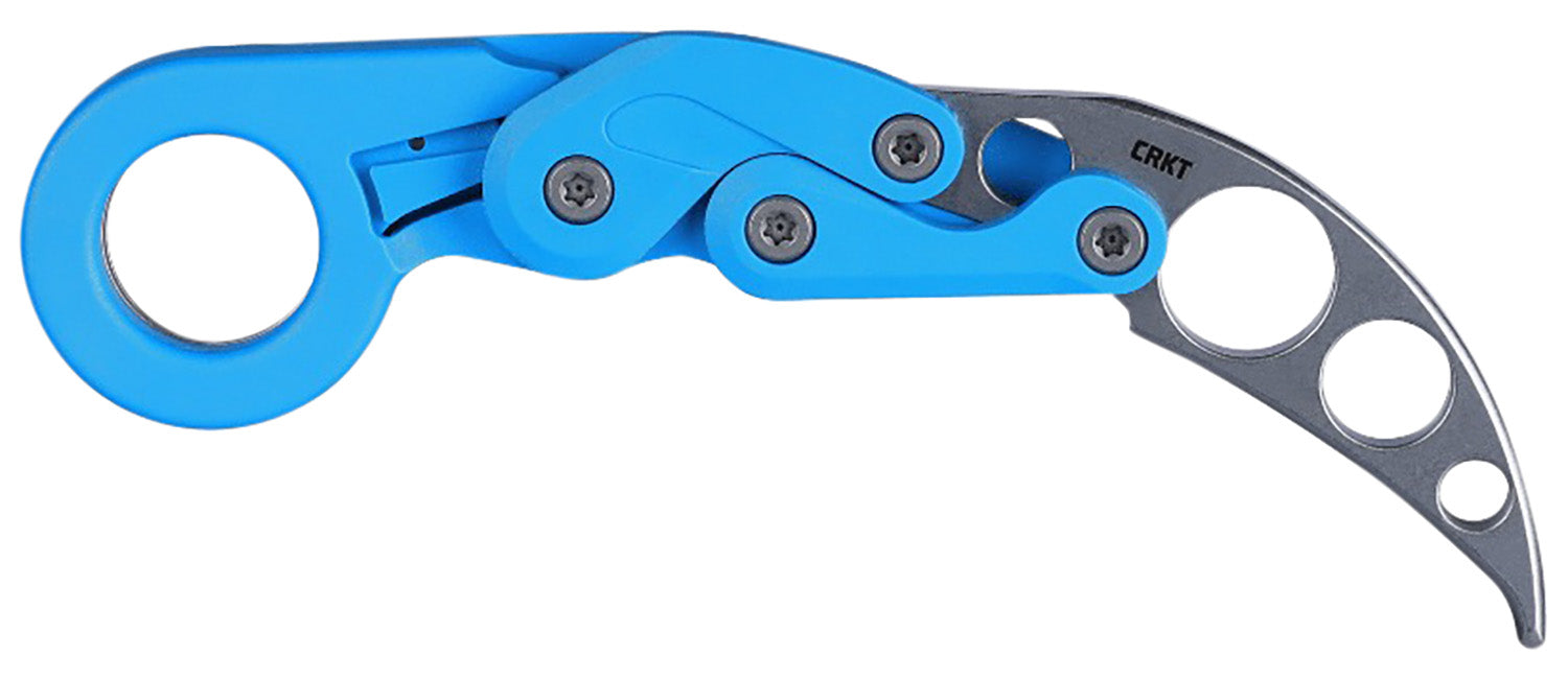 CRKT 4041T Provoke Trainer 2.48" Folding Karambit Stonewashed 420J2 SS Unsharpened Blade Blue Polypropylene Handle with Pocket Clip