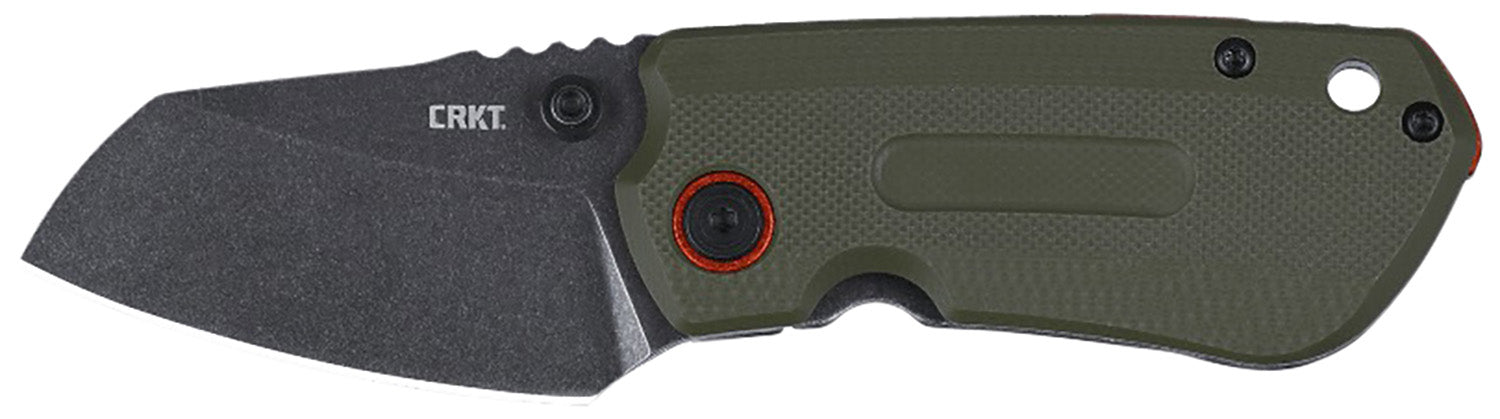 CRKT 6277 Overland Compact 2.24" Folding Knife Stonewashed D2 Steel Blade Green G10 with Orange Accents Includes Pocket Clip