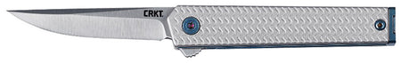 CRKT 7081 CEO Microflipper 2.36" Flipper Folding Knife, Satin 12C27 Sandvik Blade, Silver Aluminum Handle with Blue Liner