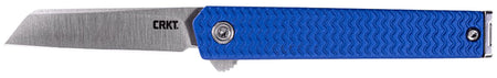 CRKT 7083 CEO Microflipper 2.21" Flipper Sheepsfoot Folding Knife, Satin 12C27 Sandvik Blade, Blue Aluminum Handle