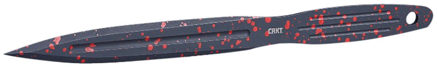 CRKT K930RKP Onion Throwing Knives 6.25" Fixed Spear Point 1050 High Carbon Steel, Black/Red Spatter Finish, Set of 3 with Sheath