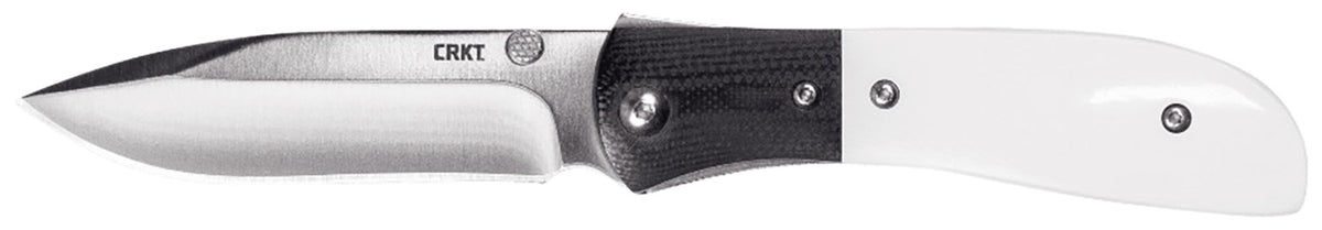 CRKT M4-02M 3.25" Folding Plain Satin 8Cr13MoV Blade, White Resin Infused Fiber Handle with Black G10 Bolsters, Pocket Clip