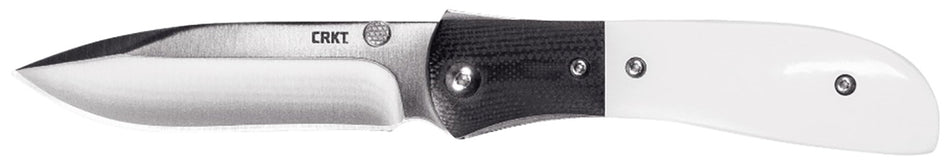 CRKT M4-02M 3.25" Folding Plain Satin 8Cr13MoV Blade, White Resin Infused Fiber Handle with Black G10 Bolsters, Pocket Clip