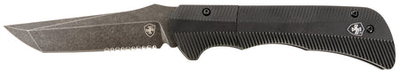 Templar Knife AAABK521 Auto Assist 3.50" Folding Tanto Part Serrated Black Oxide D2 Steel Blade, 4.25" Aged Aluminum Handle
