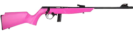 Rossi RB22 Compact 22 LR 10+1, 16" Matte Black Button Rifled Free Floating Steel Barrel, Matte Black Stainless Steel Receiver, Pink Monte Carlo Stock, Right Hand
