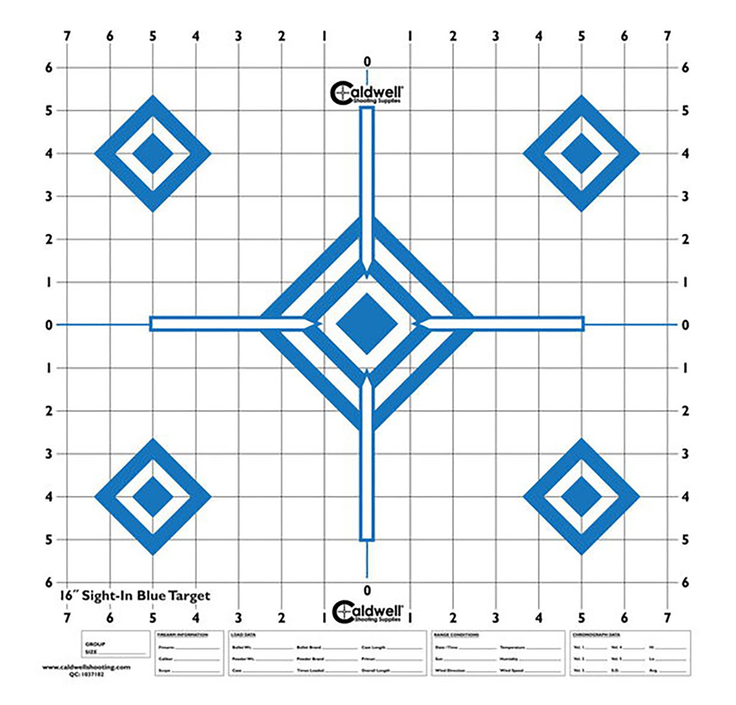 Caldwell 1175521 Diamond Blue Self-Adhesive Recycled Paper Target 16" Blue/White 10 Pack