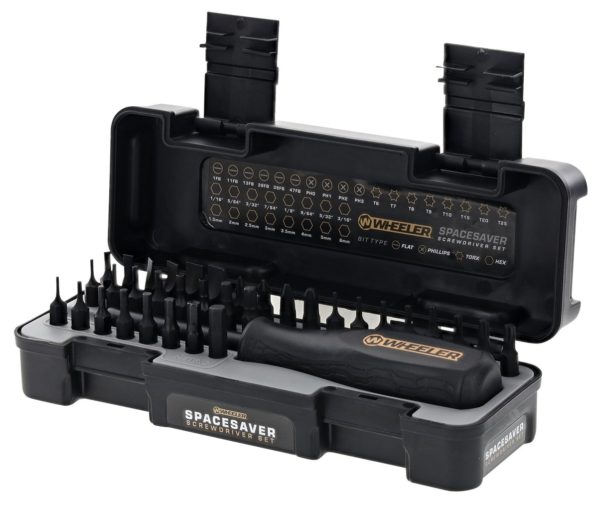 Wheeler 36-Piece SpaceSaver Screwdriver Set, SAE and Metric Hex, Torx, Phillips, and Flat Bits