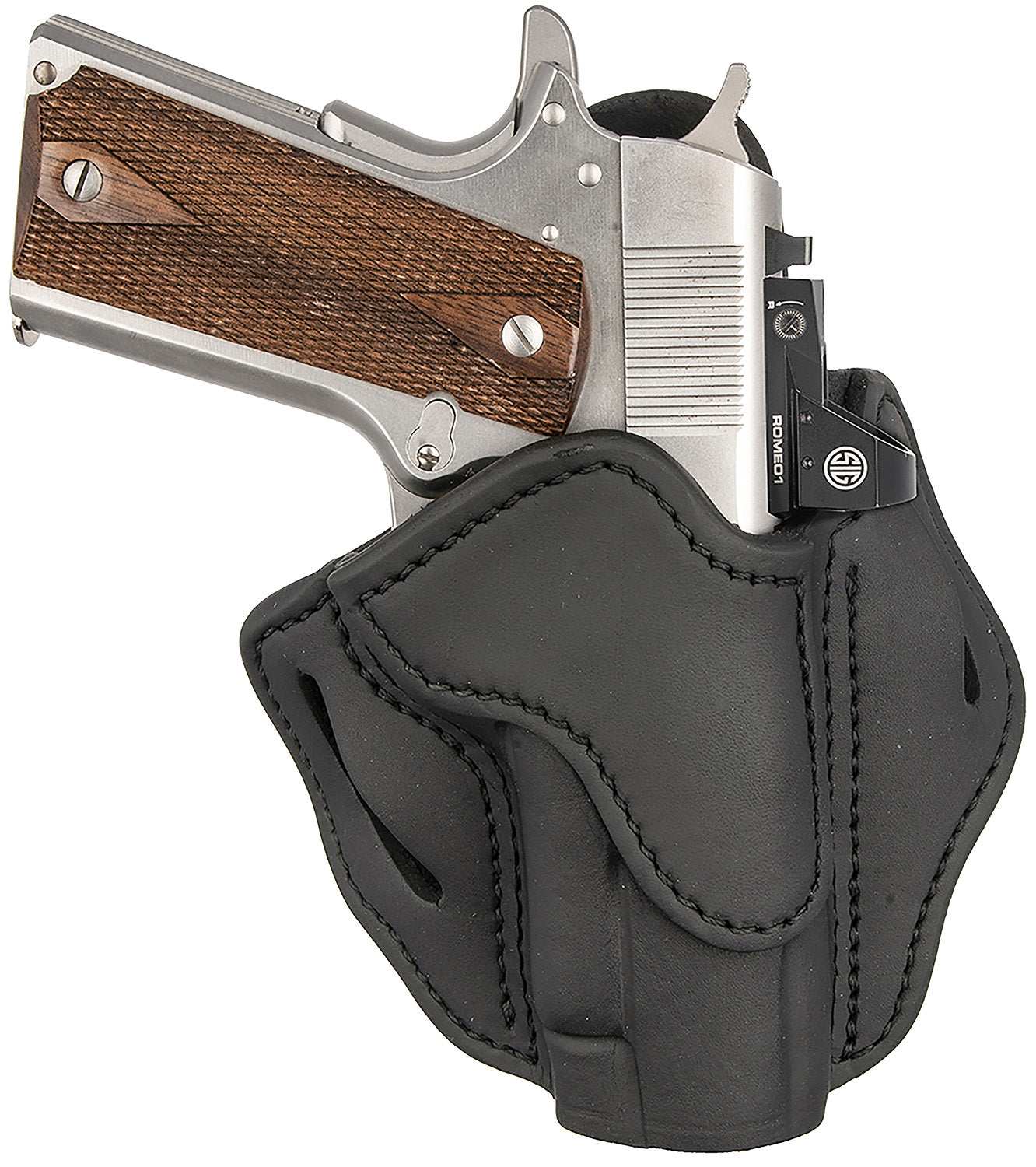 1791 Gunleather BH1 Optic Ready OWB Stealth Black Leather Belt Slide Holster - Right Hand, Fits 4-5" 1911