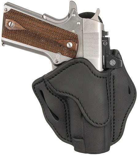 1791 Gunleather BH1 Optic Ready OWB Stealth Black Leather Belt Slide Holster - Right Hand, Fits 4-5" 1911