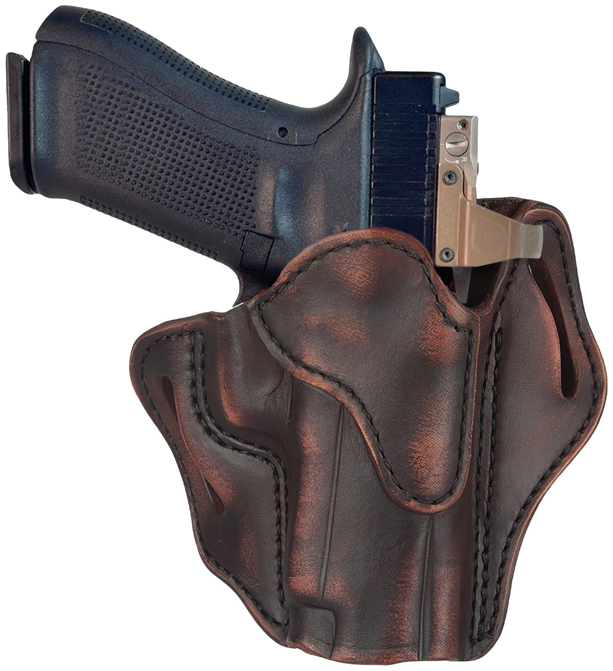 1791 Gunleather BH2.3 Optic Ready OWB Belt Slide Holster Size 2.3 Vintage Leather Right Hand Fits Glock 17/20/21/22/31/34/35/40/41