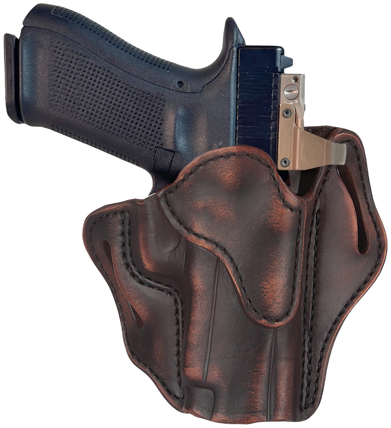 1791 Gunleather BH2.3 Optic Ready OWB Belt Slide Holster Size 2.3 Vintage Leather Right Hand Fits Glock 17/20/21/22/31/34/35/40/41