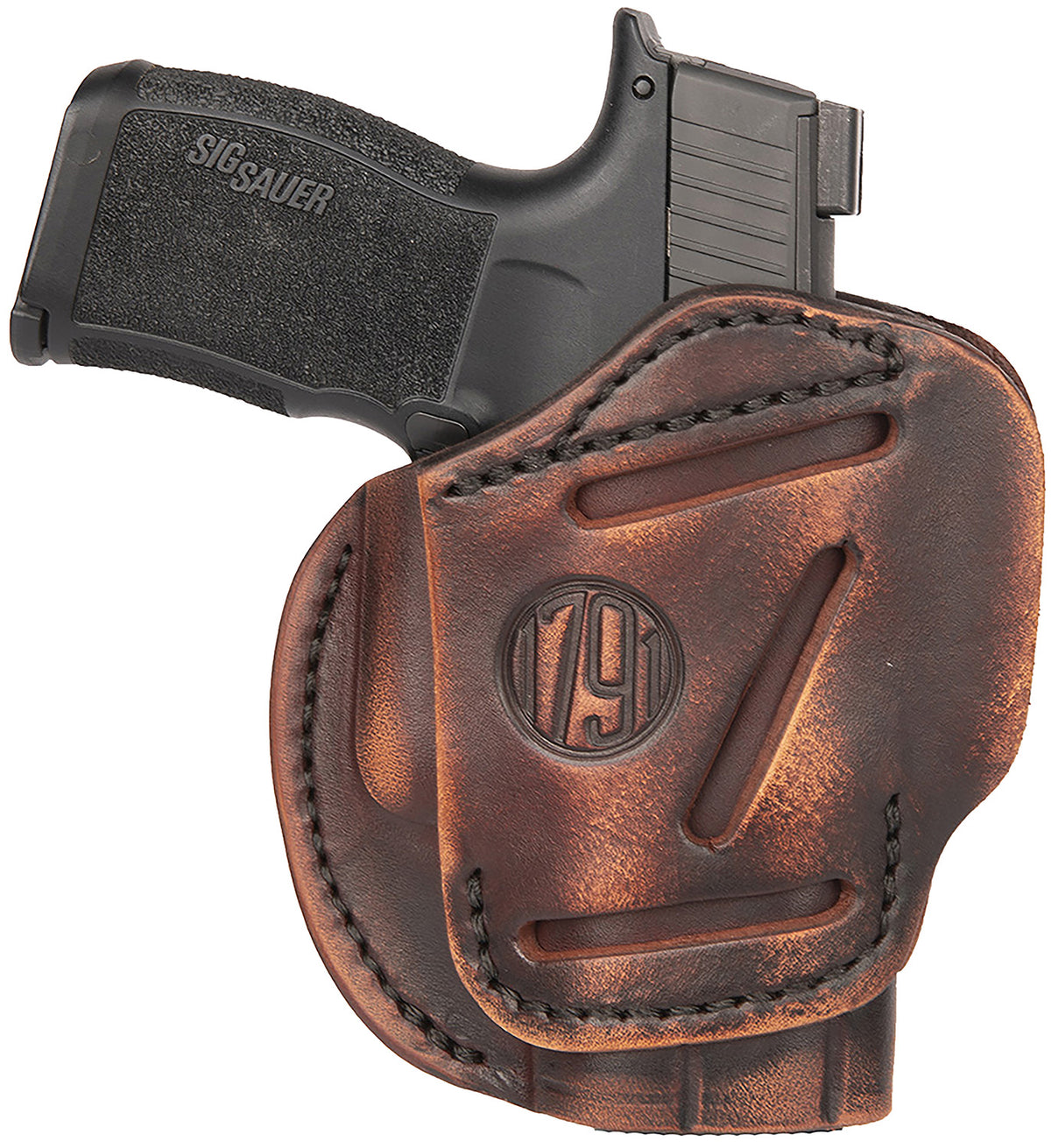 1791 Gunleather 3-Way IWB/OWB Holster Size 02 Vintage Leather Belt Loop Fits Ruger LCP/S&W Bodyguard/Glock 42 Ambidextrous