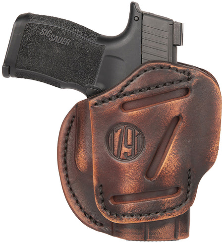 1791 Gunleather 3-Way IWB/OWB Holster Size 02 Vintage Leather Belt Loop Fits Ruger LCP/S&W Bodyguard/Glock 42 Ambidextrous