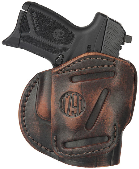 1791 Gunleather 3-Way IWB/OWB Holster Size 04 Vintage Leather Belt Loop Fits Springfield XD/Walther PPS/Taurus G2C Ambidextrous