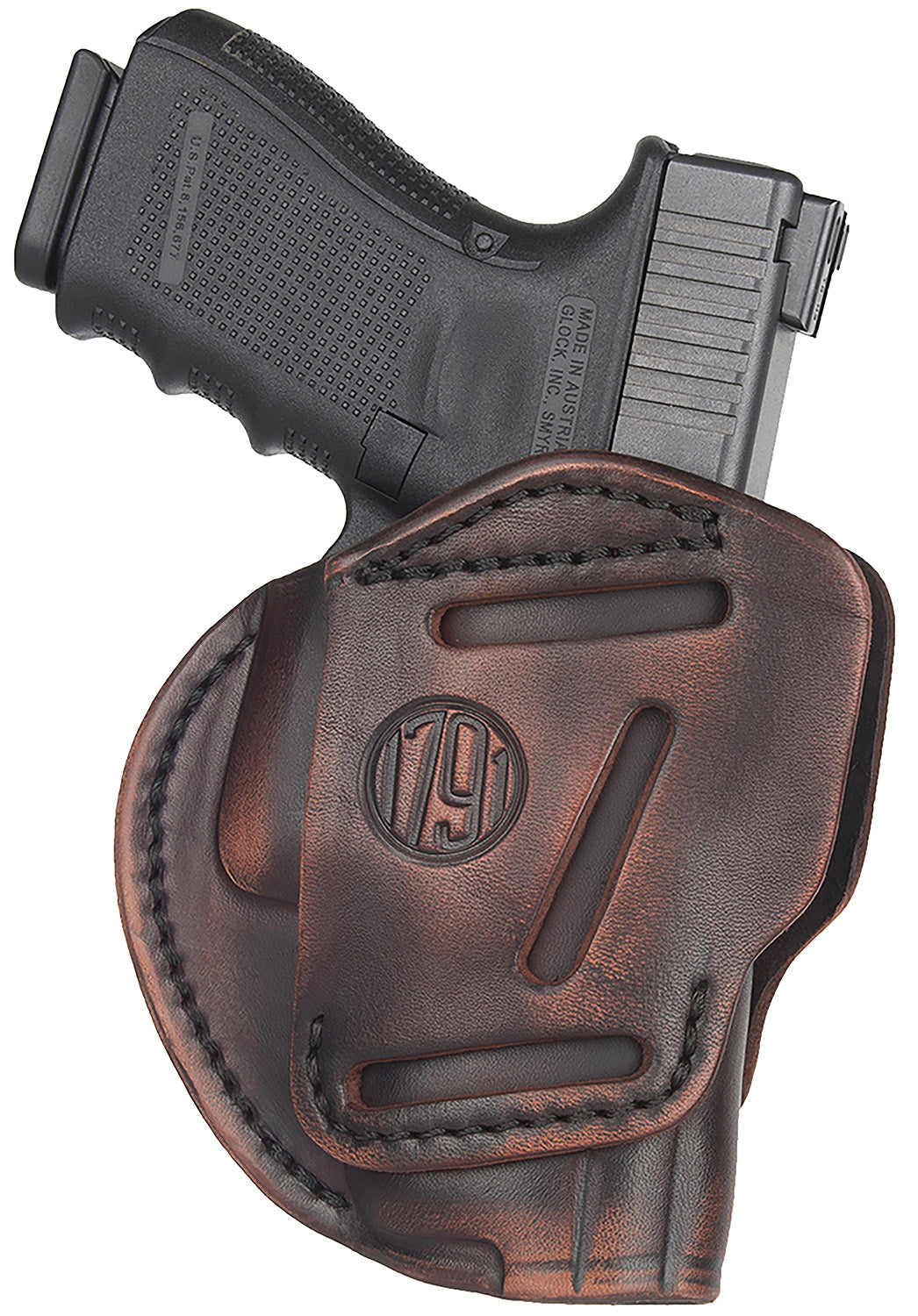 1791 Gunleather 3-Way IWB/OWB Holster Size 03 Vintage Leather Belt Loop Fits Ruger LC9/Glock 26 Ambidextrous