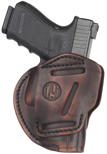 1791 Gunleather 3-Way IWB/OWB Size 05 Vintage Leather Holster Ambidextrous Fits Glock 17, HK VP9, MP9