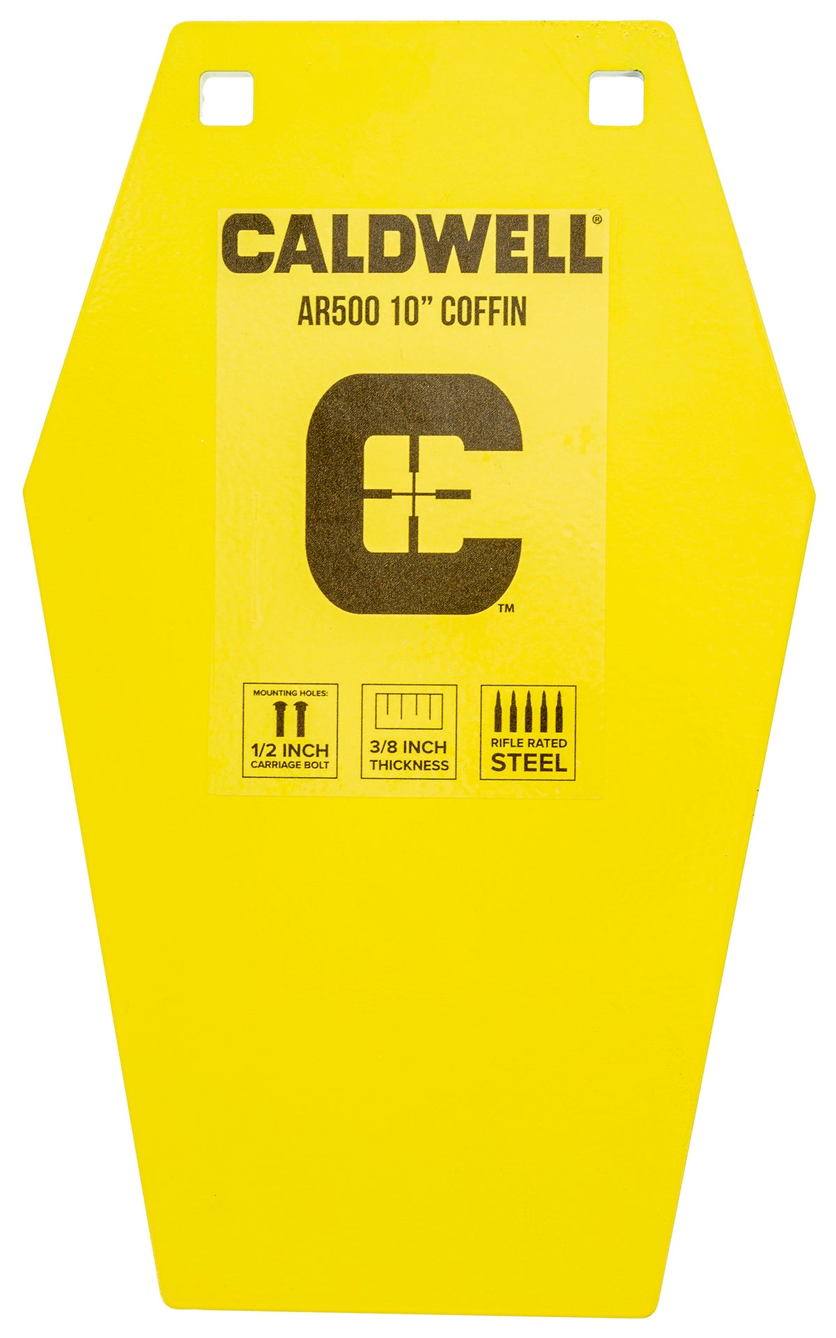 Caldwell 1116693 10" Coffin AR500 Steel Hanging Target Yellow Powder Coat CP4
