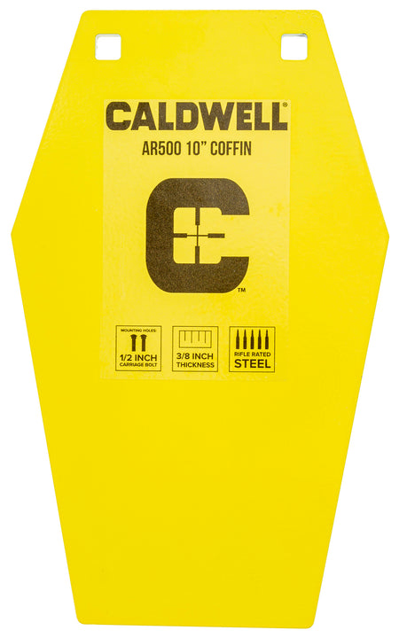 Caldwell 1116693 10" Coffin AR500 Steel Hanging Target Yellow Powder Coat CP4
