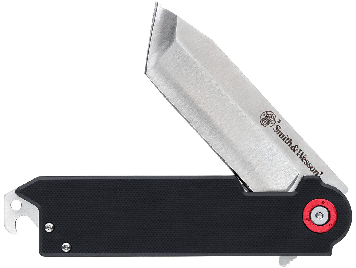 Smith & Wesson 1193144 Big Benji 3.50" Folding Plain Stainless Steel Blade with Bottle Opener and Money Clip