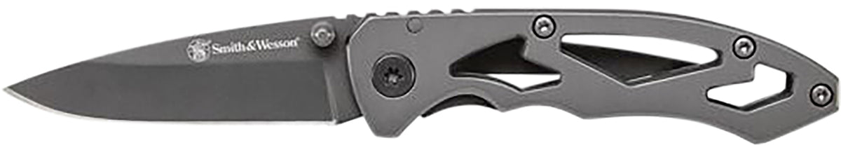 Smith & Wesson CK400CP Skeletonized 2.20" Folding Drop Point Plain Stainless Steel Blade 3.20" Handle with Pocket Clip