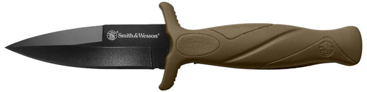 Smith & Wesson 1100073 H.R.T. False Edge 2.75" Fixed Plain Black Oxide Stainless Steel Blade Flat Dark Earth Rubber Handle with Sheath