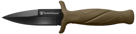Smith & Wesson 1100073 H.R.T. False Edge 2.75" Fixed Plain Black Oxide Stainless Steel Blade Flat Dark Earth Rubber Handle with Sheath