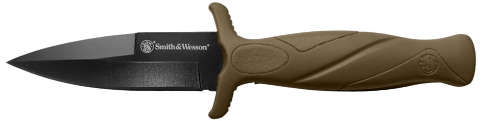 Smith & Wesson 1100073 H.R.T. False Edge 2.75" Fixed Plain Black Oxide Stainless Steel Blade Flat Dark Earth Rubber Handle with Sheath
