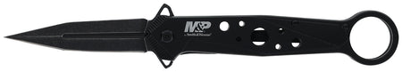 Smith & Wesson M&P 1193183 Folding Dagger Spring Assist Plain Black 8Cr13MoV SS Blade with Liner Lock