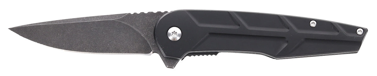 Schrade Reckon 3.25" Assisted Open Folding Drop Point Plain Dark Stonewash D2 Steel Blade Black Aluminum Handle