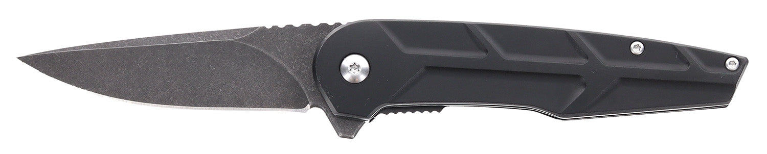 Schrade Reckon 3.25" Assisted Open Folding Drop Point Plain Dark Stonewash D2 Steel Blade Black Aluminum Handle