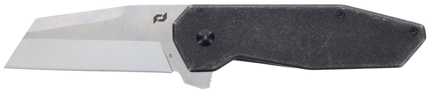 Schrade Slyte 3" Folding Plain Satin D2 Steel Blade 4.50" Dark Stonewash Stainless Steel Handle