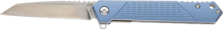 Schrade Inert EDC 3.25" Folding Wharncliffe Part Serrated Satin AUS-10A SS Blade 4.25" Blue Aluminum Handle