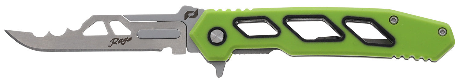 Schrade Isolate Enrage 7 2.60" Folding Scalpel Plain Satin 420A Steel Blade Green Carbon Fiber Handle with Case/Sheath