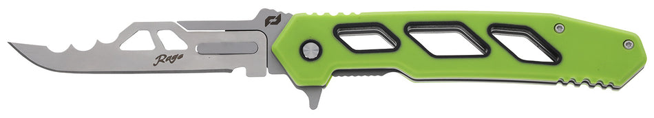 Schrade Isolate Enrage 8 3" Scalpel Plain Satin 420A Steel Blade Green Carbon Fiber Handle with Case/Sheath