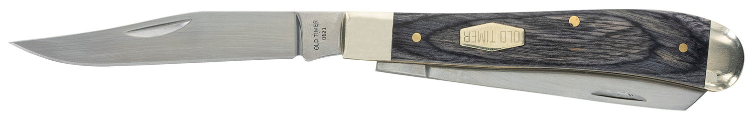 Old Timer 1135990 Heritage Series Trapper 940T 3" Folding Clip/Spey D2 Steel Blade Gray Wood Laminate Handle