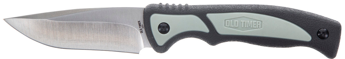 Old Timer 1137135 Trail Boss 3.70" Fixed Blade Drop Point Stainless Steel TPE Handle with Sheath