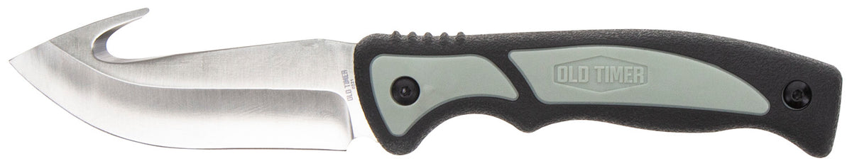 Old Timer 1137138 Trail Boss 3.70" Fixed Gut Hook Stainless Steel Blade TPE Handle with Sheath