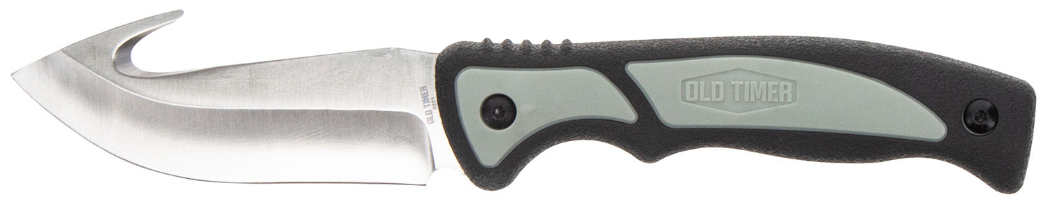 Old Timer 1137138 Trail Boss 3.70" Fixed Gut Hook Stainless Steel Blade TPE Handle with Sheath