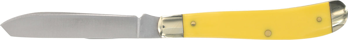 Old Timer 1180011 Gunstock Trapper 3" Folding Two-Blade Stainless Steel Knife Yellow Handle