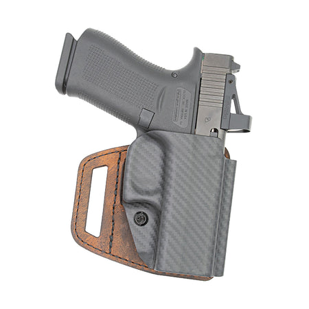 Versacarry V-Slide OWB Brown Leather/Polymer Belt Slide Holster Fits Glock 19 Right Hand