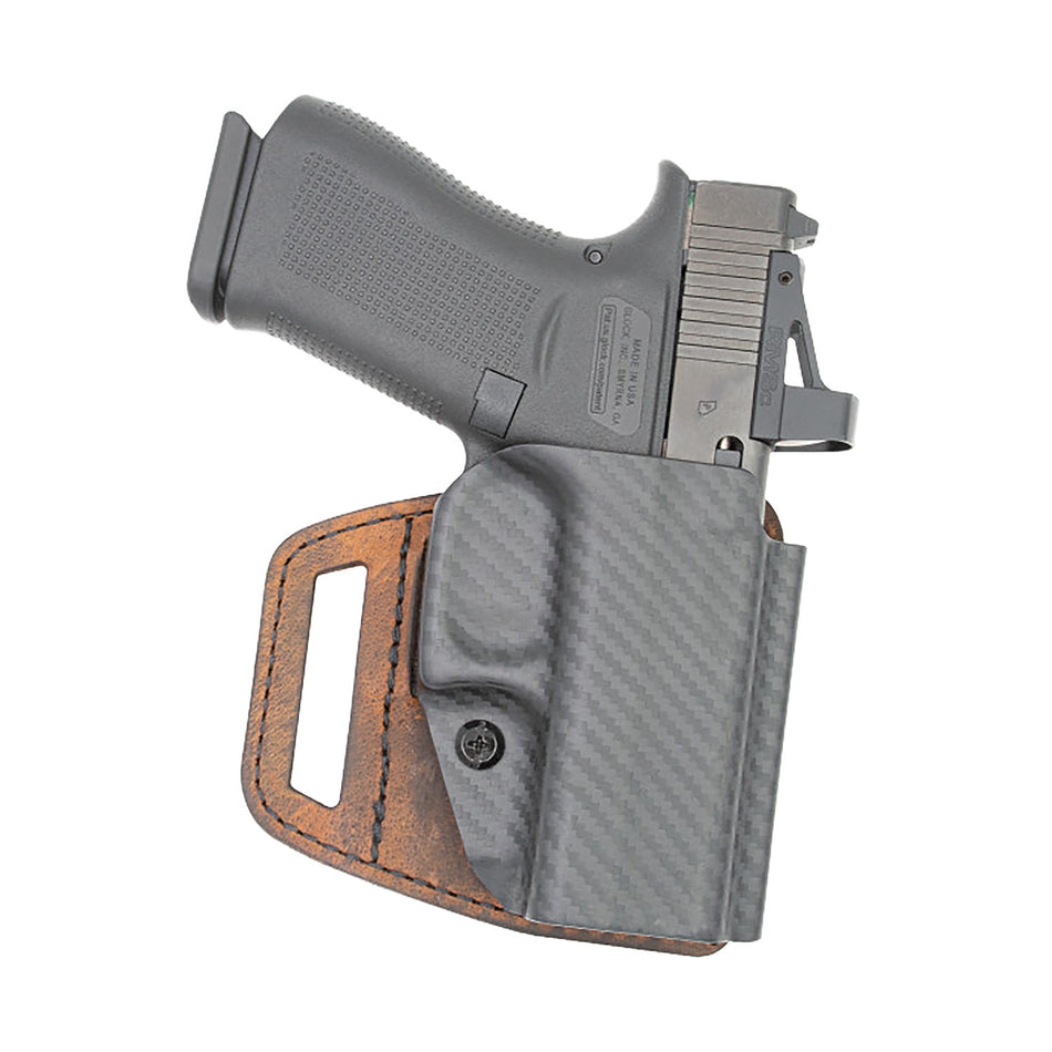 Versacarry V-Slide OWB Brown Leather/Polymer Belt Slide Holster Fits Glock 19 Right Hand