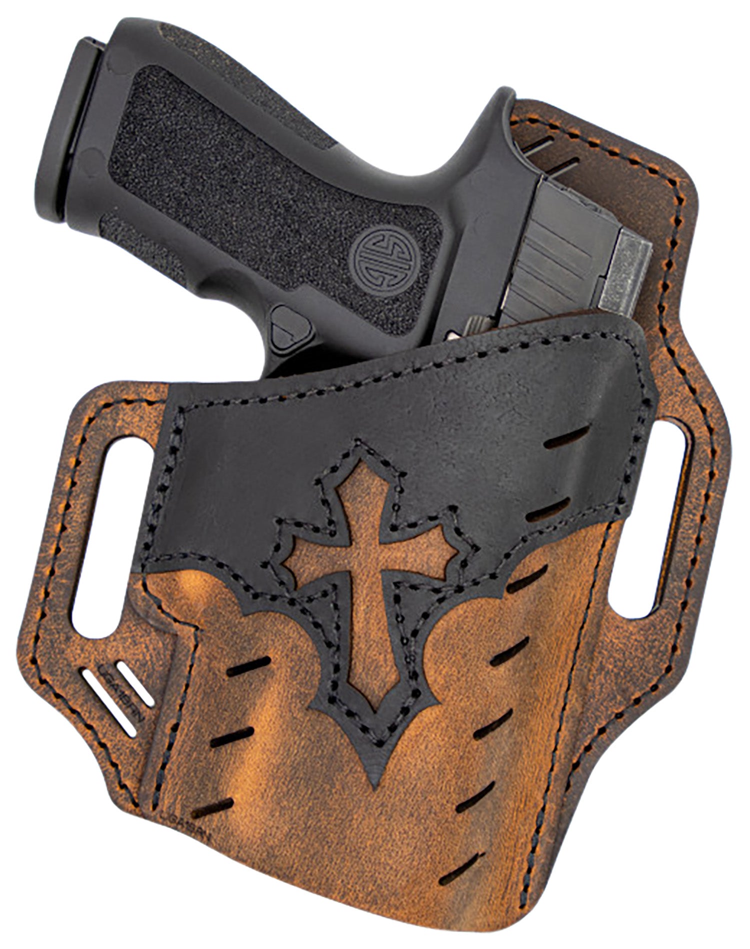 Versacarry Guardian Arc Angel Edition OWB Size 04 Black/Brown Leather Belt Slide Right Hand