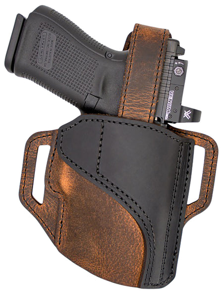 Versacarry Trooper OWB Size 01 Black/Brown Leather Belt Slide Holster Right Hand