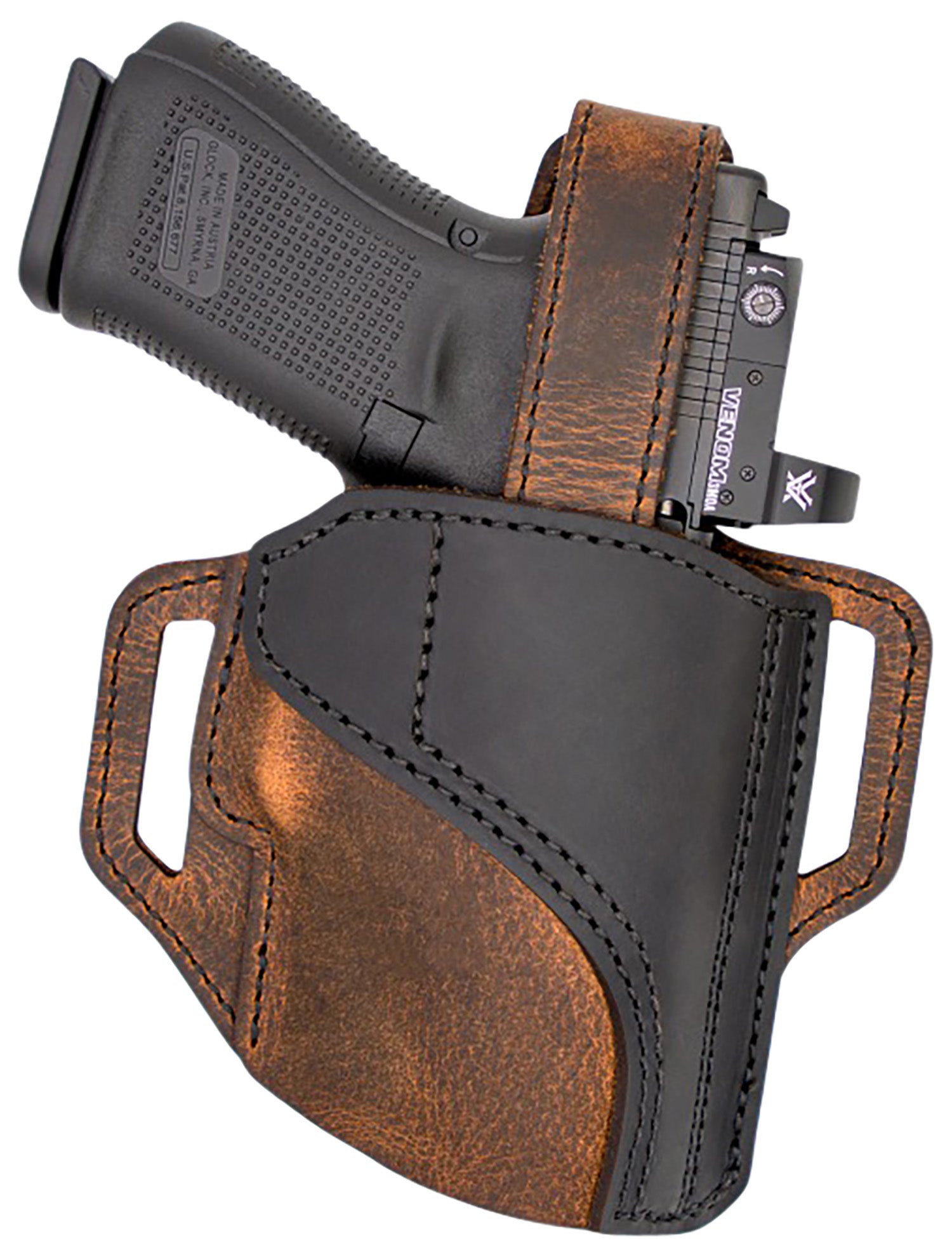 Versacarry Trooper OWB Size 02 Black/Brown Leather Belt Slide Holster Right Hand