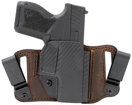 Versacarry Insurgent Deluxe IWB/OWB Brown Polymer Belt Clip Holster for Glock 19 Right Hand