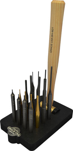 Grace USA 17-Piece AR-15 Punch & Hammer Set with Bench Block